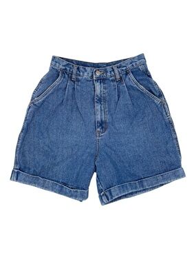 Vintage 90s Y2K Bill Blass Pleated High Waist Mom Jean Shorts Size 12 Blue Denim